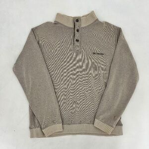 Columbia‎ XCO Mens Size Large Pullover Henley Sweater Beige Long Sleeve